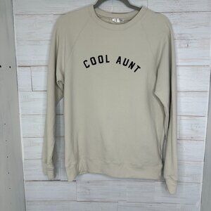 NWT SHESHOW Womens COOL AUNT Sweatshirt Size Small Soft Creamy Grey Crewneck